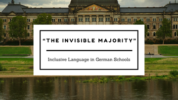 The words "The Invisible Majority" on top of an official building in Saxony, Germany